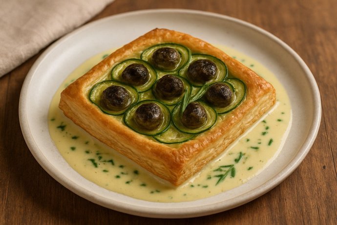 Escargots en feuilleté de courgette et fines herbes, sauce citron et estragon. - Une autre façon de présenter cette recette - Image 1