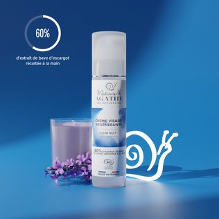 Crème de nuit à la bave d'escargot BIO - Airless 50 ml - Mlle Agathe - Image 1